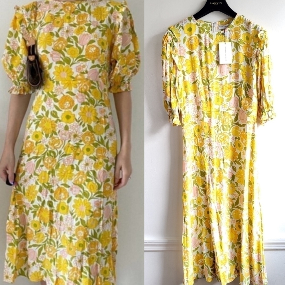 Faithfull The Brand Jean Marie Jolene Floral Print Midi Dress NWT Sizes 2/4/8